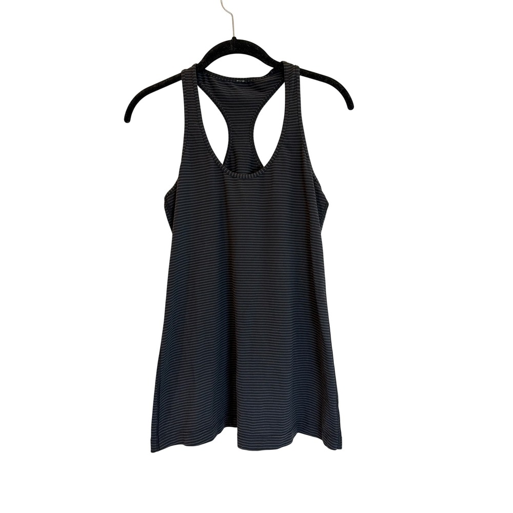 Lululemon Cool Racerback Tank Top Black Grey Micro Stripe Luon Athletic Yoga 10